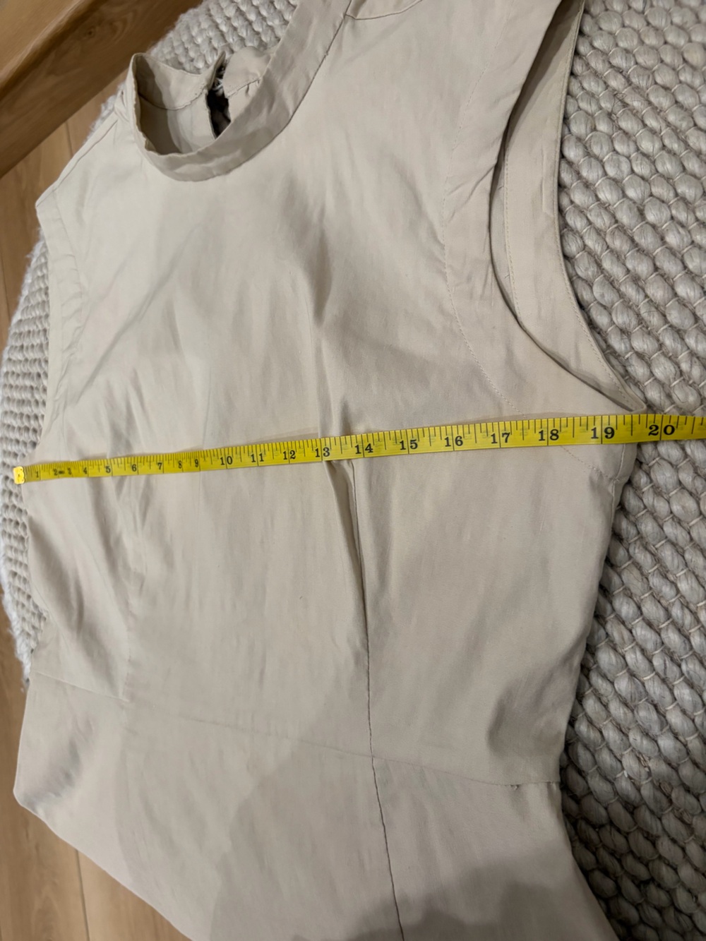Anthropologie Mock Neck Sleeveless Seamed Dress Light Beige Neutral Size Large - Picture 5 of 14